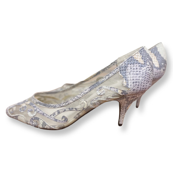 Vintage 1980's Stephanie of London Snakeskin Cut Out Heels/Shoes Size 7B - Picture 3 of 5